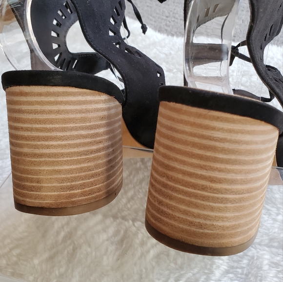 BP Decker Black Laser Cut Lace Up Sandals - Picture 9 of 15